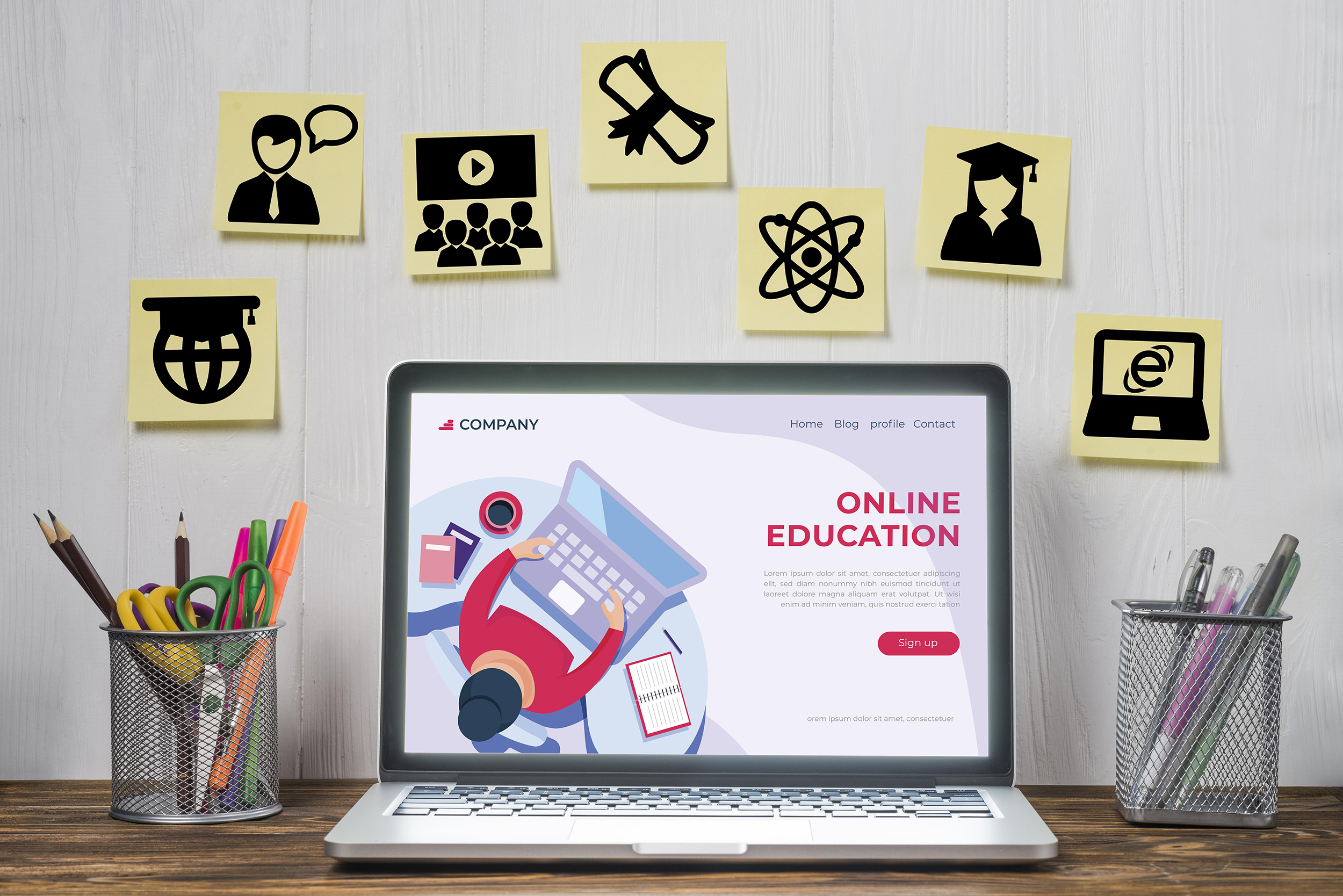 e-learning-elements-and-laptop-used-for-classes